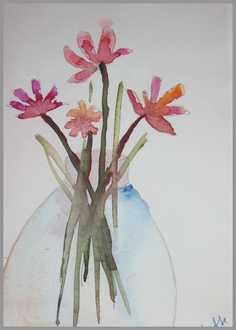 005 Blomster 25 - Akvarel p� papir 21 x 14 cm - Alettes Maleri (akvarel og akryl)
