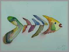 012 Ingers fisk - Akvarel p� papir 20 x 30 cm - Alettes Maleri (akvarel og akryl)