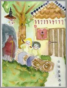 015 Hans og Grete - Akvarel p� papir 26 x 20 cm - Alettes Maleri (akvarel og akryl)