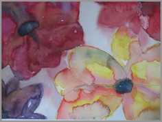 023 Store blomster - Akvarel p� papir 26 x 38 cm - Alettes Maleri (akvarel og akryl)