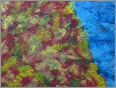 048 Valmuemark - Akryl p� l�rred 40 x 50 cm - Alettes Maleri (akvarel og akryl)