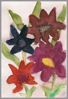 050 Kornblomster - Akvarel p� papir 27 x 18 cm - Alettes Maleri (akvarel og akryl)