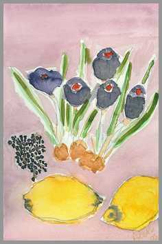 052 Krokus - Akvarel p� papir 25 x 16 cm - Alettes Maleri (akvarel og akryl)