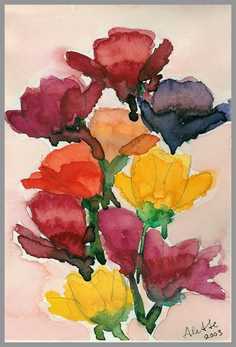058 Baggrund - Akvarel p� papir 27 x 17 cm - Alettes Maleri (akvarel og akryl)