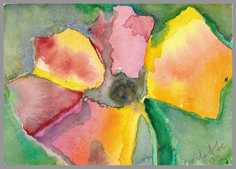 067 Gul blomst - Akvarel p� papir 17 x 27 cm - Alettes Maleri (akvarel og akryl)