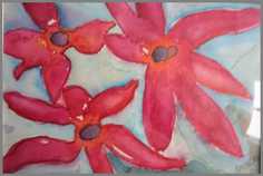 080 Bl�ksprutteblomster - Akvarel p� papir 20 x 29 cm - Alettes Maleri (akvarel og akryl)