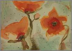 082 Kinesisk inspiration - Akvarel p� papir 20 x 32 cm - Alettes Maleri (akvarel og akryl)