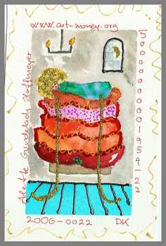 109 Art money 2006-022a - Akvarel p� papir 18 x 12 cm - Alettes Maleri (akvarel og akryl)
