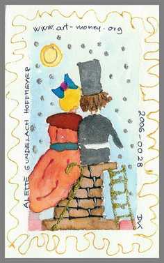 115 Art money 2006-028 - Akvarel p� papir 18 x 12 cm - Alettes Maleri (akvarel og akryl)