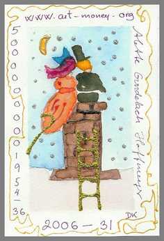 118 Art money 2006-031 - Akvarel p� papir 18 x 12 cm - Alettes Maleri (akvarel og akryl)
