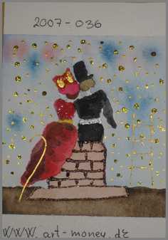 149 Art money 2007-036 - Akvarel p� papir 18 x 12 cm - Alettes Maleri (akvarel og akryl)