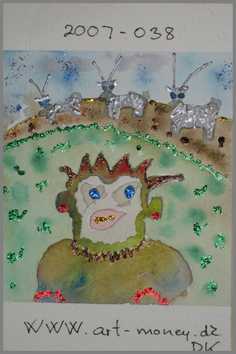 150 Art money 2007-038 - Akvarel p� papir 18 x 12 cm - Alettes Maleri (akvarel og akryl)