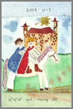 184 Art-money 2007-17 - Akvarel p� papir 18 x 12 cm - Alettes Maleri (akvarel og akryl)